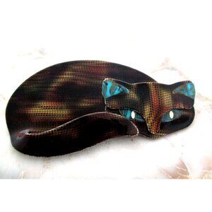 Lea Stein Paris Gomina The Cat Resting Pin Brooch Art Deco Vintage
